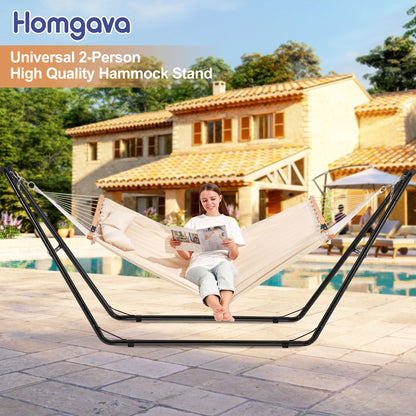 Homgava Universal 2-Person Hammock Stand, 660LBS Capacity,Heavy Duty Steel Hammock Stand, Fits 9.6-14ft Hammocks, Indoor and Outdoor Universal Hammock Stands,Black