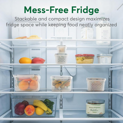 Skiennix Fruit Storage Containers - 5 Set BPA-Free Plastic with Colanders | Dishwasher Safe & Leakproof