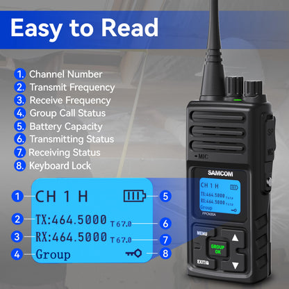SAMCOM Two Way Radio with Shoulder Speaker Mic,5W High Power 2 Way Radios Long Range Walkie Talkie earpiece with mic for Adults Construction Site School Security(4 Pack)