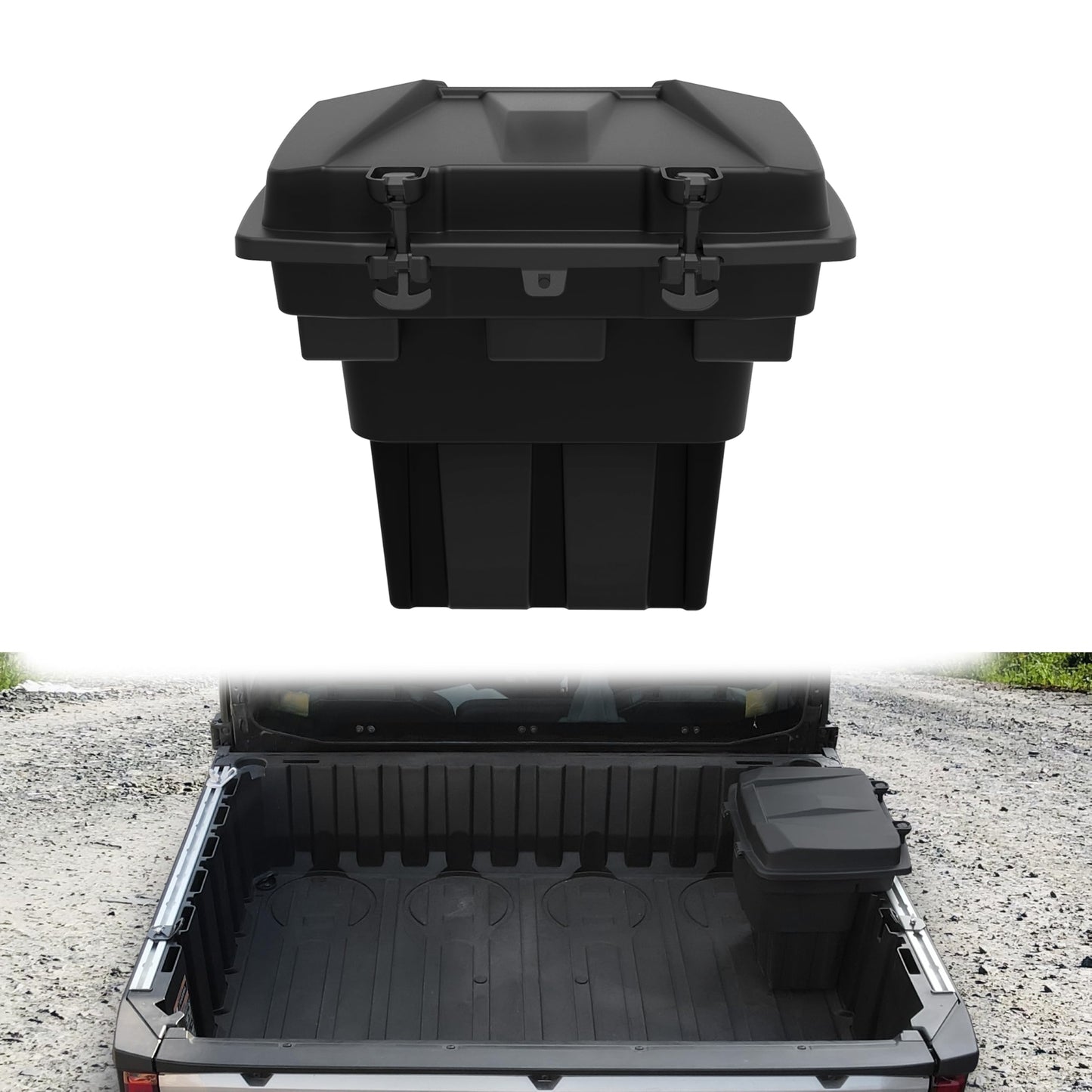 KEWISAUTO Rear Cargo Storage Box for Polaris Ranger XD 1500 Premium/Northstar 2024-2025 Accessories, 22L Double Layer Removable Rear Cargo Storage Box Bin Waterproof Poly Bed Trunk Case