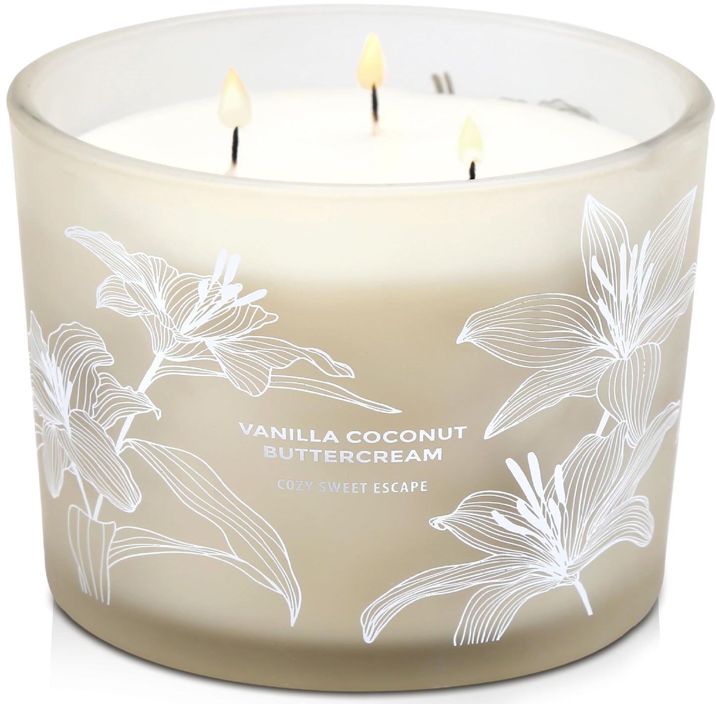Vanilla Coconut Buttercream Candle | Large 3 Wick Scented Soy Candle for Home | 14.5oz Vanilla Coconut Aromatherapy Candle | Vanilla Cupcake Candle | Long Lasting Clean Burn | Gift for Women & Men