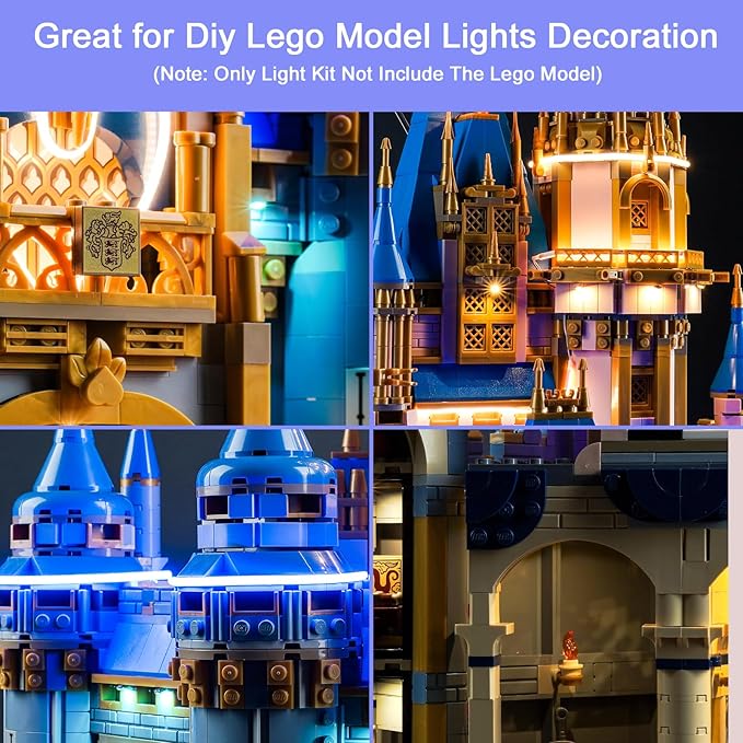 Upgraded Light Kit Compatible with Lego Castle Building Lighting Kit Lights Decoration Compatible with Lego 43222 (Model Not Included)