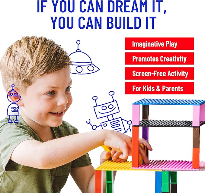 Strictly Briks Stackable Baseplates - 24 Pack 10x10 32x32 Studs Compatible with Lego for Building City Scenes Foundation Displays Bricks on Play Table Kids Easter Gift Rainbow