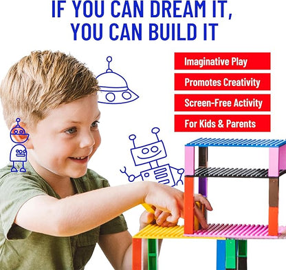 Strictly Briks Stackable Baseplates - 24 Pack 10x10 32x32 Studs Compatible with Lego for Building City Scenes Foundation Displays Bricks on Play Table Kids Easter Gift Rainbow