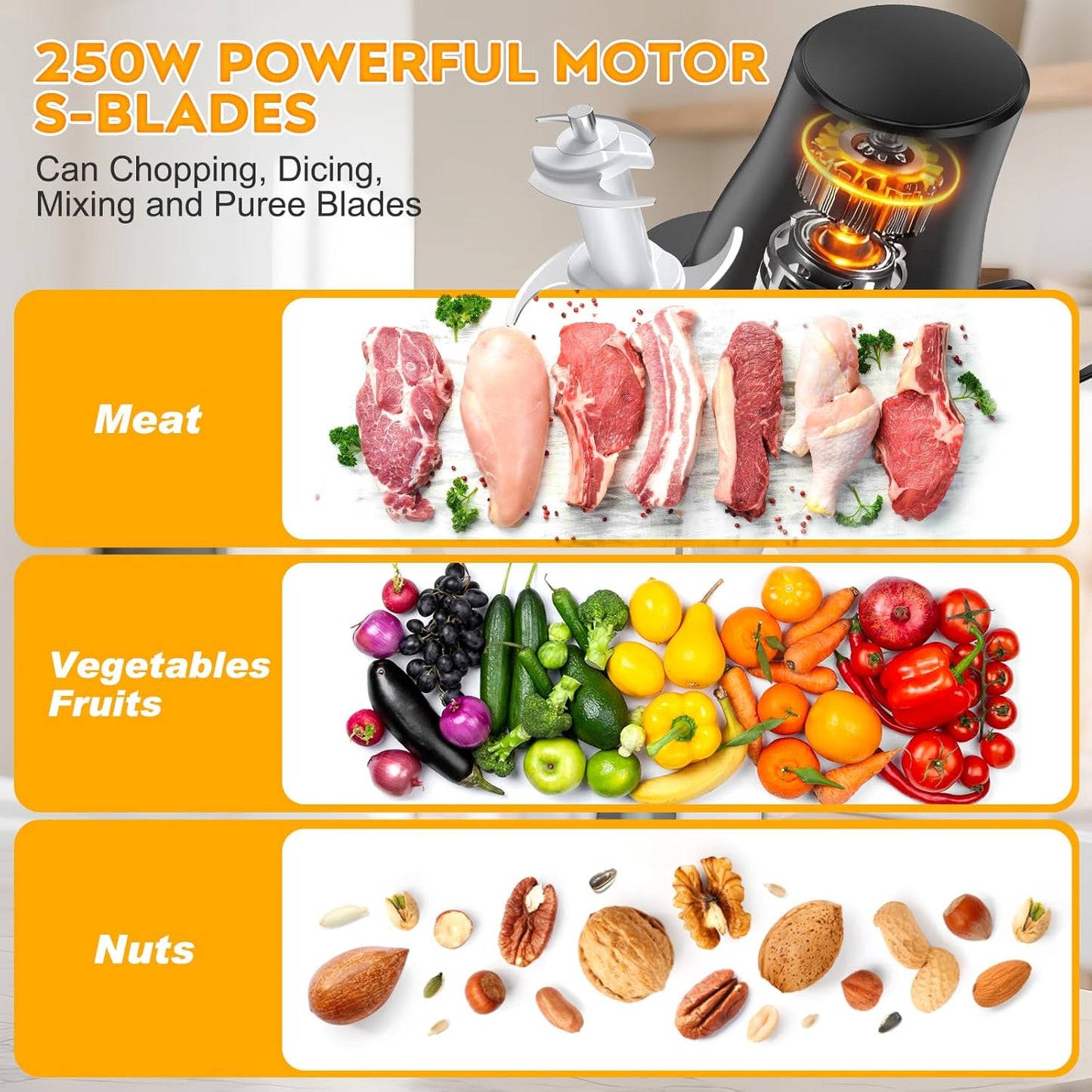 Skiennix Electric Chicken Shredder Tool - 250W Multifunctional Meat Grinder for Chicken, Fruits & Vegetables (Black)