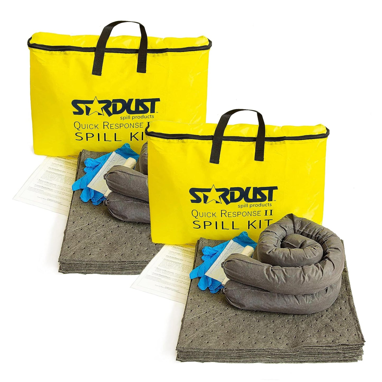 Stardust Spill Products Universal Spill Kit – OSHA Compliant Solution for Vehicles, Industrial, & Restaurant Use, Emergency Response Chemical, Water, & Bodily Fluid Cleanup, 2-Pack