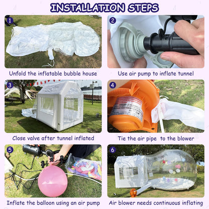 Iuoni 10FT Clear PVC Inflatable Bubble House Dome Tent with Tunnel - Bubble House Dome Inflatable, Ideal for Fun Events and Parties, Durable Inflatable Bubble House, Easy Setup