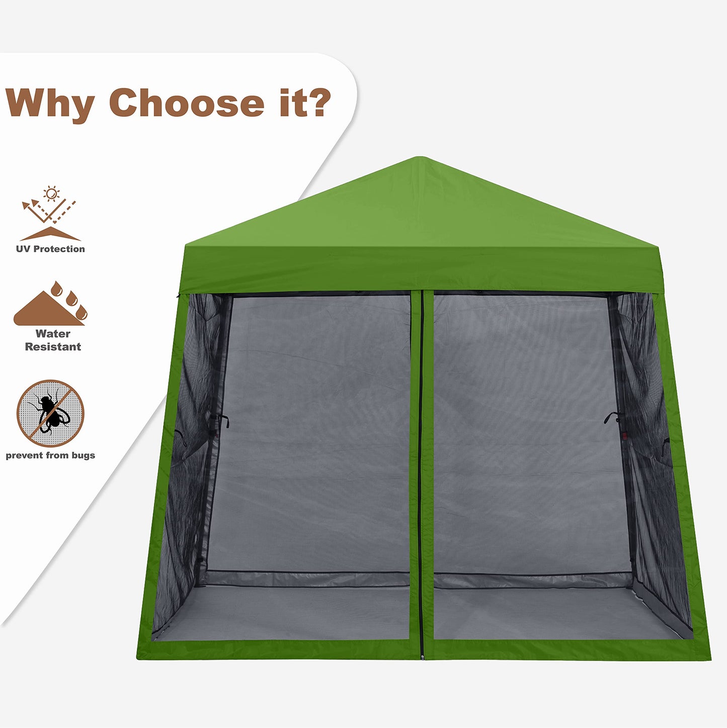MASTERCANOPY Pop Up Gazebo Canopy with Mosquito Netting (10x10, Grass Green)