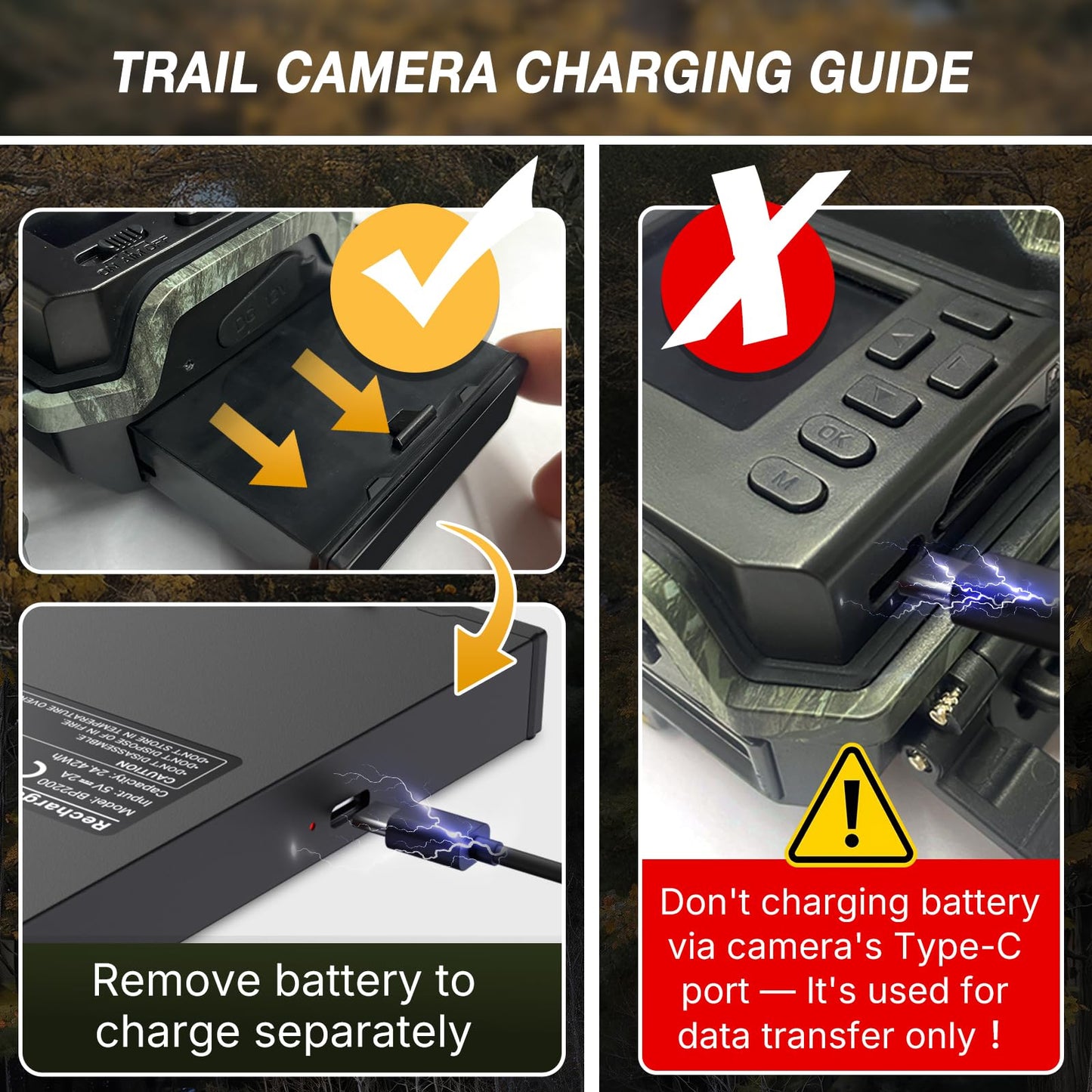 WOSPORTS Rechargeable Trail Camera 2Pack 56MP 4K Game Cam 0.2s Trigger No Glow Night Vision Motion Activated 120° Wide Lens 2.0” LCD Wildlife Camera Outdoor Scouting
