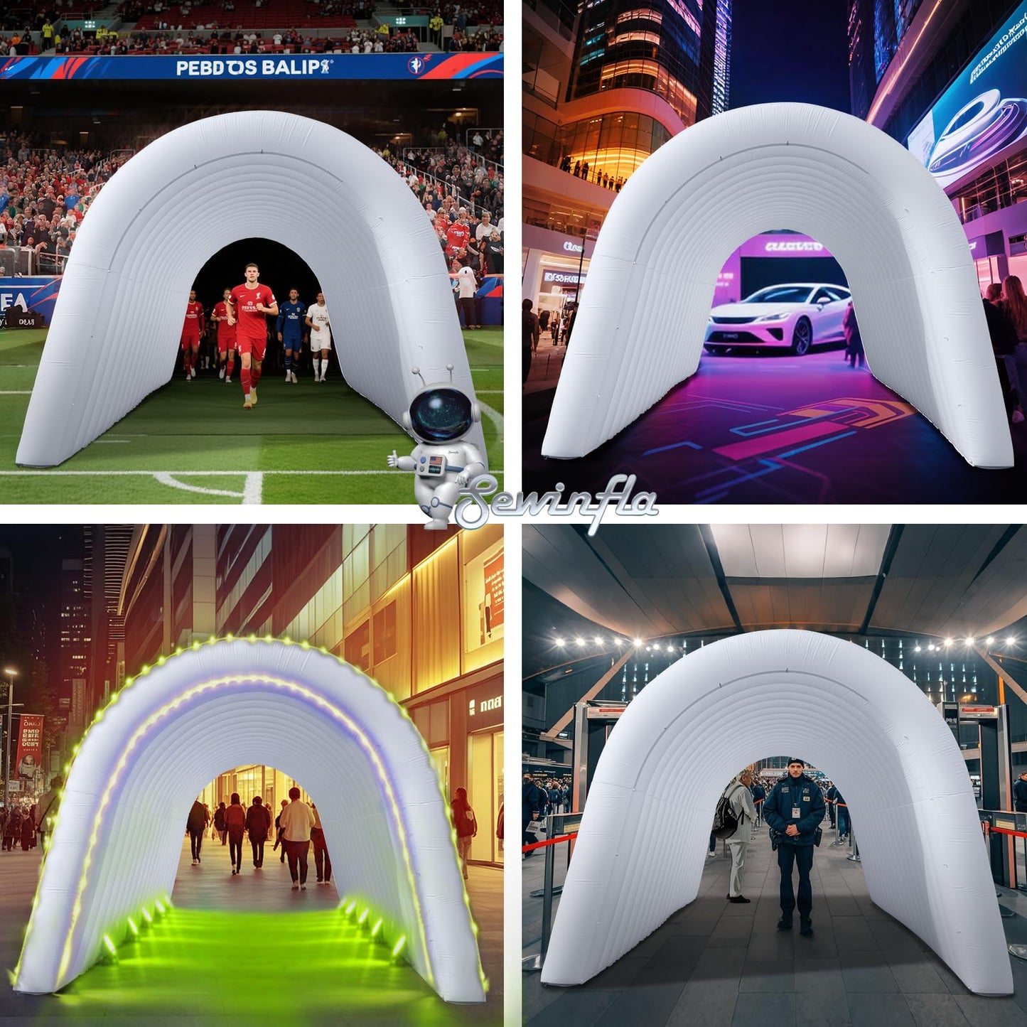20X10x10Ft Inflatable Sports Tunnel Entrance with Blower Inflatable Tunnel Tent for Business Advertising Event Exhibition（White）