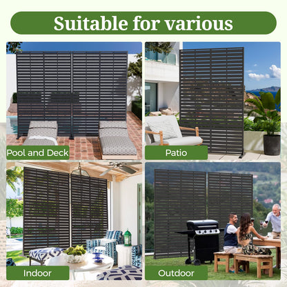 Trygoal Privacy Screen Outdoor 72" Hx47 W Freestanding Privacy Panel with Stand, HDPE Decorative Privacy Fence with Louver Pattern, Patio Divider Screen, Privacy Screens for Outside,Balcony
