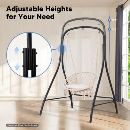 SUNCREAT Hammock Chair Stand, Heavy-Duty Steel Hammock Stand, 400 lbs Capacity, Adjustable Height, Dual-use Swing Stand for Outdoor Indoor, Hammock Chair not Included, Black