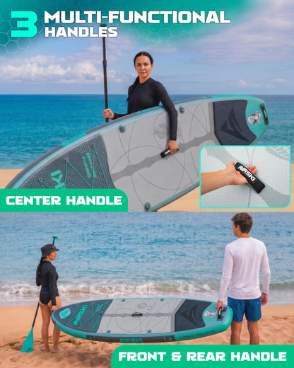 Airski 11'x34'' Extra Wide Inflatable Paddle Board, Stand-up Paddleboard for Adults, 420lb Capacity, Anti-Slip EVA, Stand-up Paddle Board for Yoga/Fishing/Family, US Fin, High-Pressure Pump, 100L Bag
