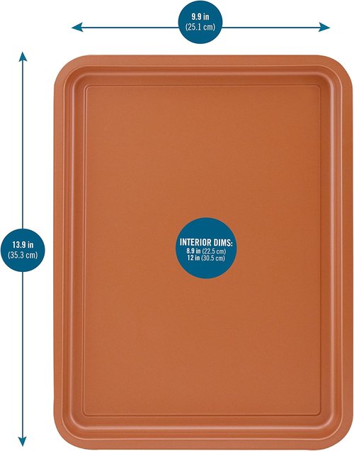G&S Nonstick Crisper Basket Set - Durable Copper Baking Pan | 2-Piece Easy-to-Use Design