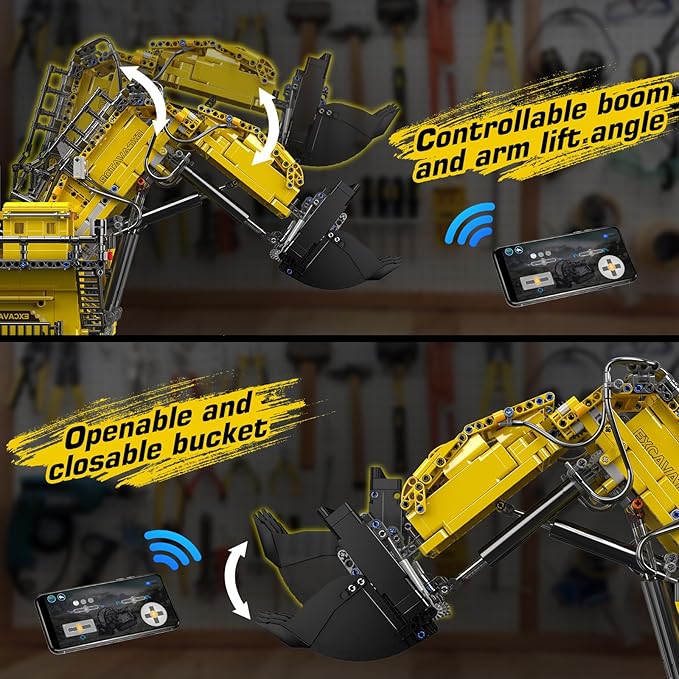 Mould King 17070 RC Excavator Building Set for Adults 4767 Pieces Truck Construction Vehicle Model APP Remote Control Truck with Engines STEM Engineering Toys
