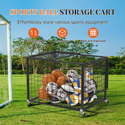 RCZSCBK Sports Ball Storage Cart, Lockable Ball Cart with Double Lid,Ball Rack with Wheels,Rolling Sports Ball Storage Cart is Suitable for Gyms, Schools, Clubs, Indoor and Outdoor Basketball Storage