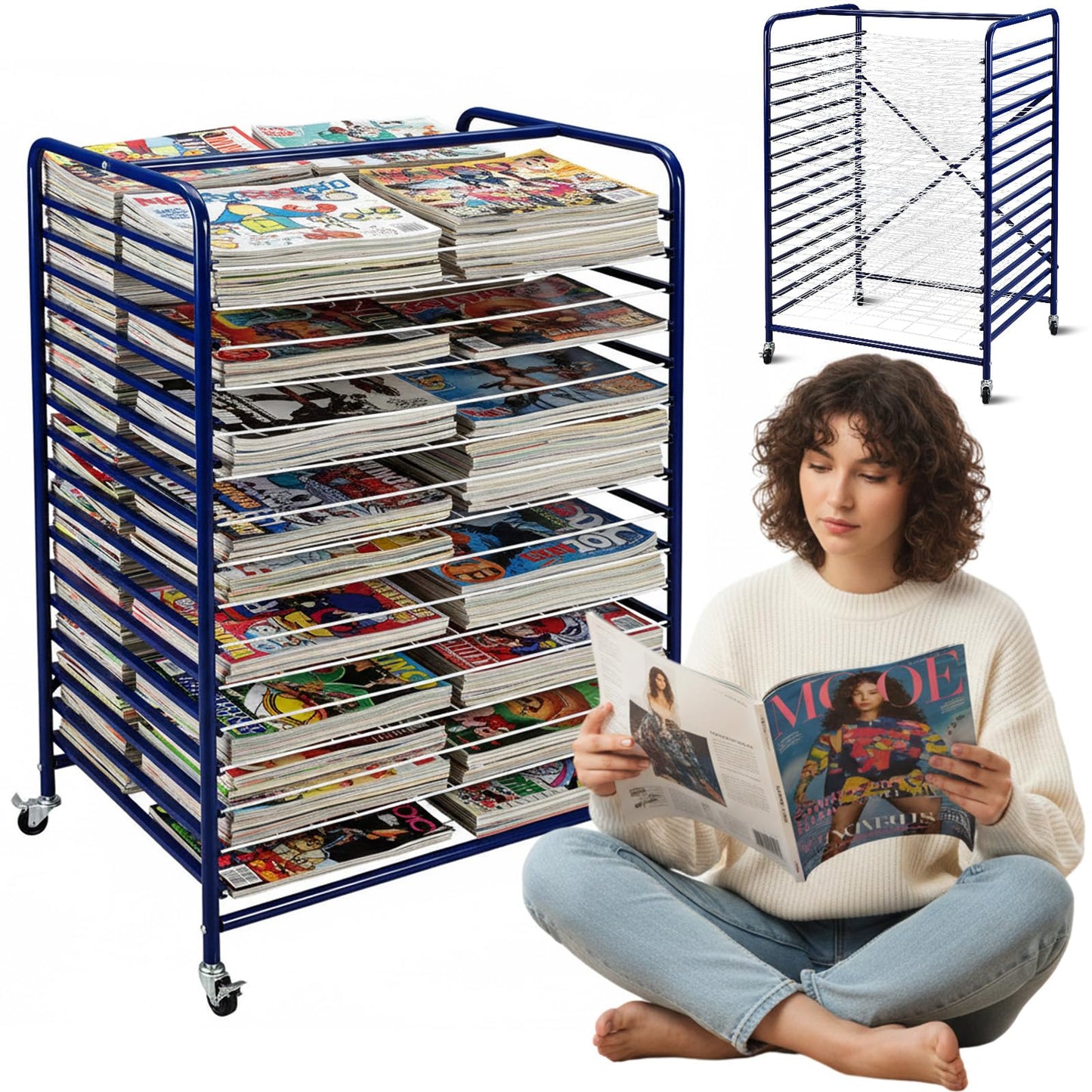 Sintuff Mobile Art Drying Rack Metal Book Magazine Rack Mobile for Home Metal Painting Drying Shelf for Classroom School Studio Space Saving Keep Artwork Protected While Dry 36.5 x 26.5 x 17.5 Inches