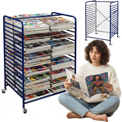 Sintuff Mobile Art Drying Rack Metal Book Magazine Rack Mobile for Home Metal Painting Drying Shelf for Classroom School Studio Space Saving Keep Artwork Protected While Dry 36.5 x 26.5 x 17.5 Inches