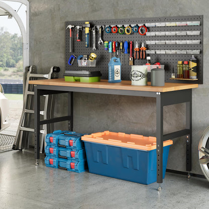 GarveeTech 48" Adjustable Height Garage Workbench, GarveeTech Max. 2000 LBS Capacity Solid Wood Work Bench Table, Heavy Duty Work Station for Garage, Shop, Home, Office