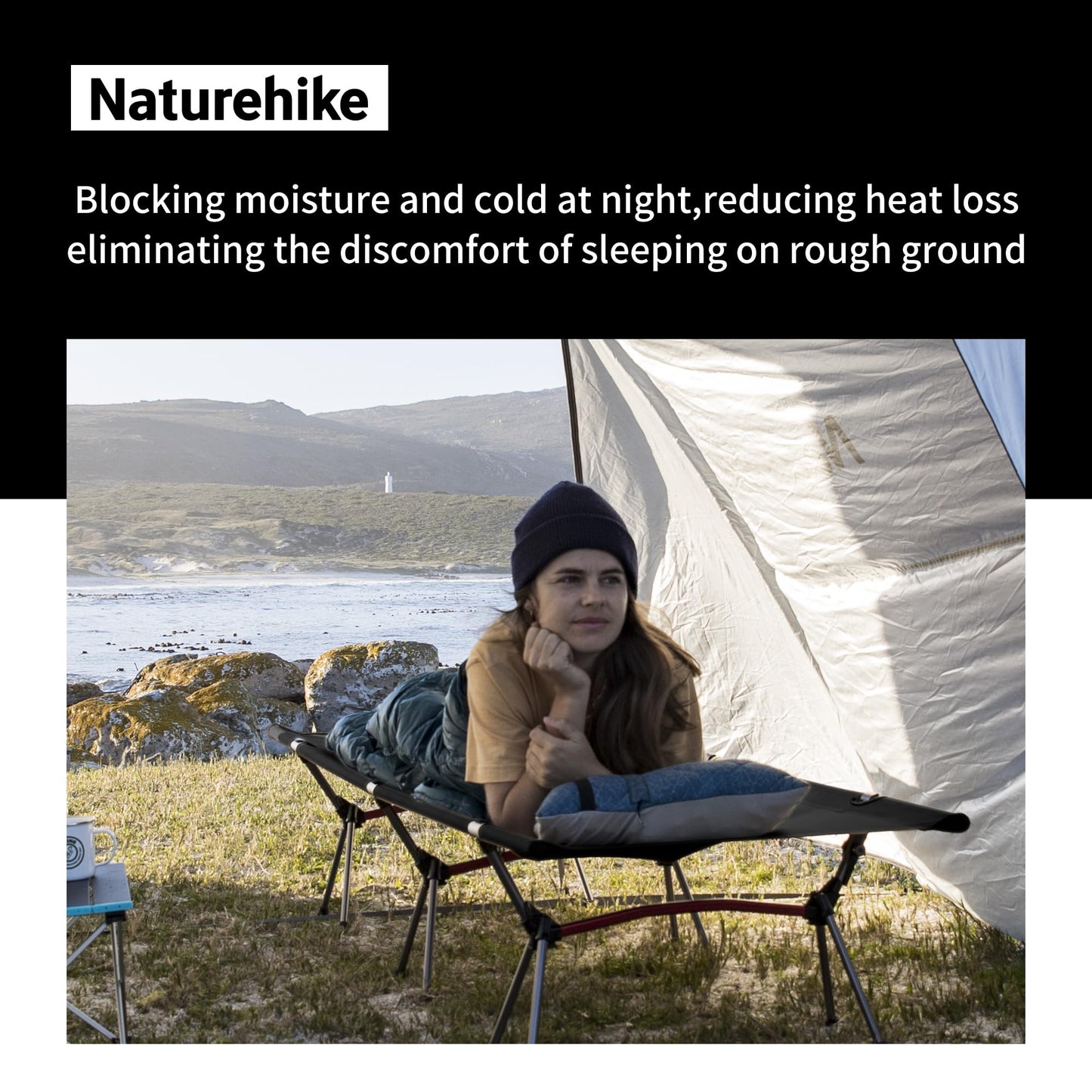 Naturehike ArmyWild Folding Camping Cot, Height Adjustable Ultralight Backpacking Cot, Portable Camping Bed for Camping Hiking Travel Home