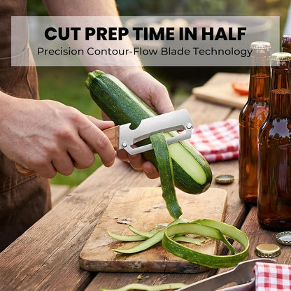 Sakerplus Multifunctional Vegetable Peeler - Premium Stainless Steel Blade with Wooden Handle & Bottle Opener
