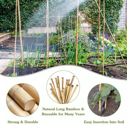 HAINANSTRY 4FT Bamboo Plant Stakes - 25Pcs Sturdy Garden Support for Indoor/Outdoor Climbing Plants