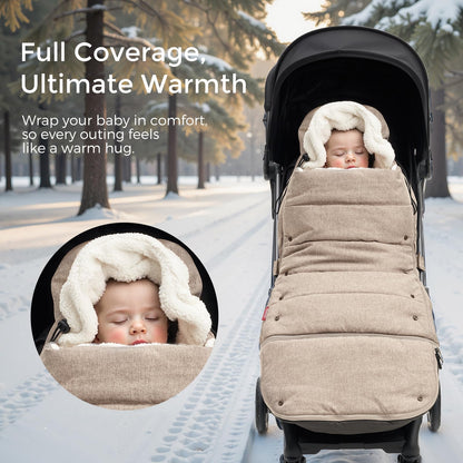 Momcozy Stroller Footmuff Universal | Easily Attaches to Most Strollers | Ultra-Plush,Weather-Proof Stroller Sleeping Bag | Deluxe Warm Stroller Bunting Bag | Extendable Cover Winter | Adjust-Buckle