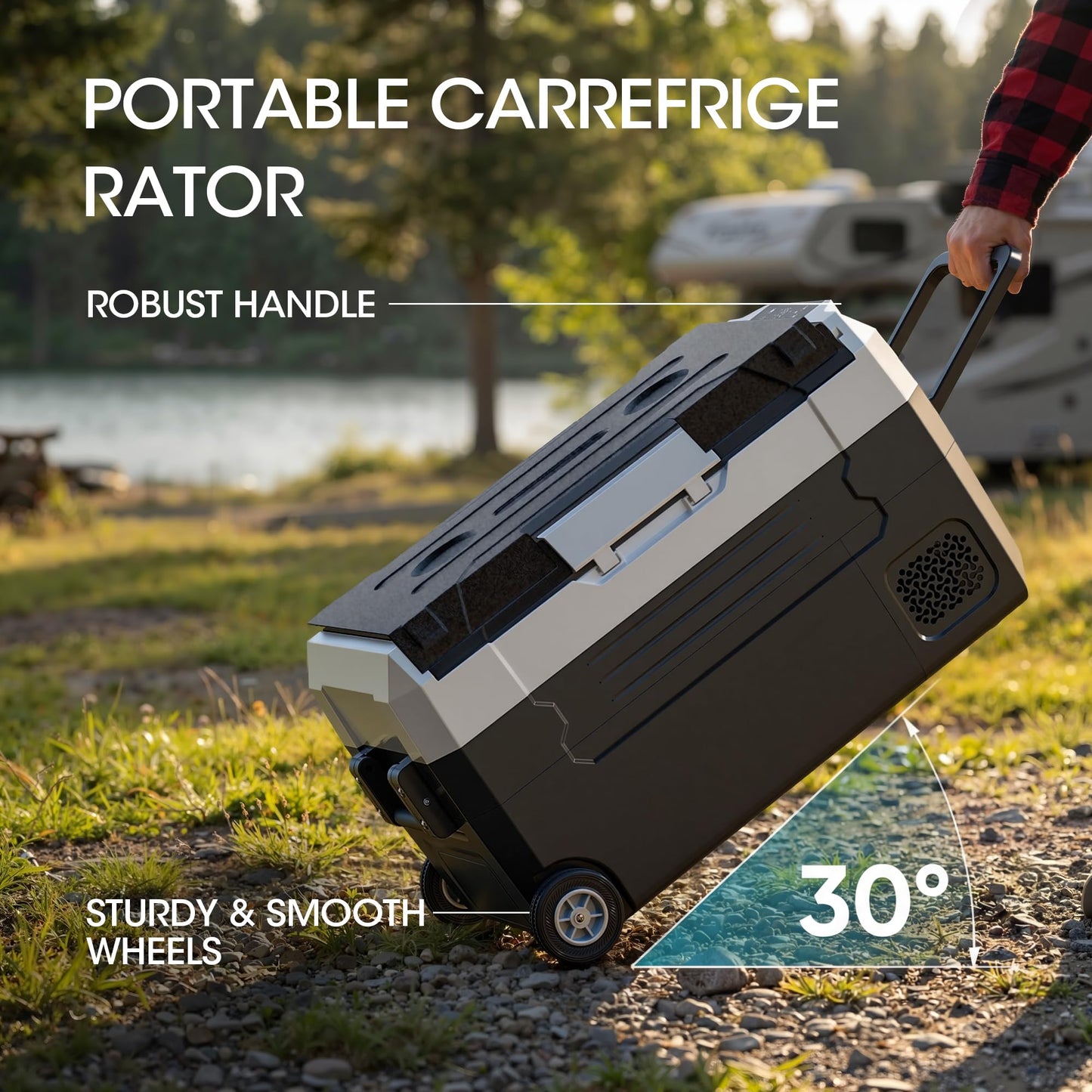 Manastin 12 Volt Refrigerator, 37QT Electric Cooler, Electric Cooler APP Control, Portable Freezer 12V/24V DC 100-240V AC, Car Fridge -4℉~68℉, 12V Cooler for Travel, Camping, Boat