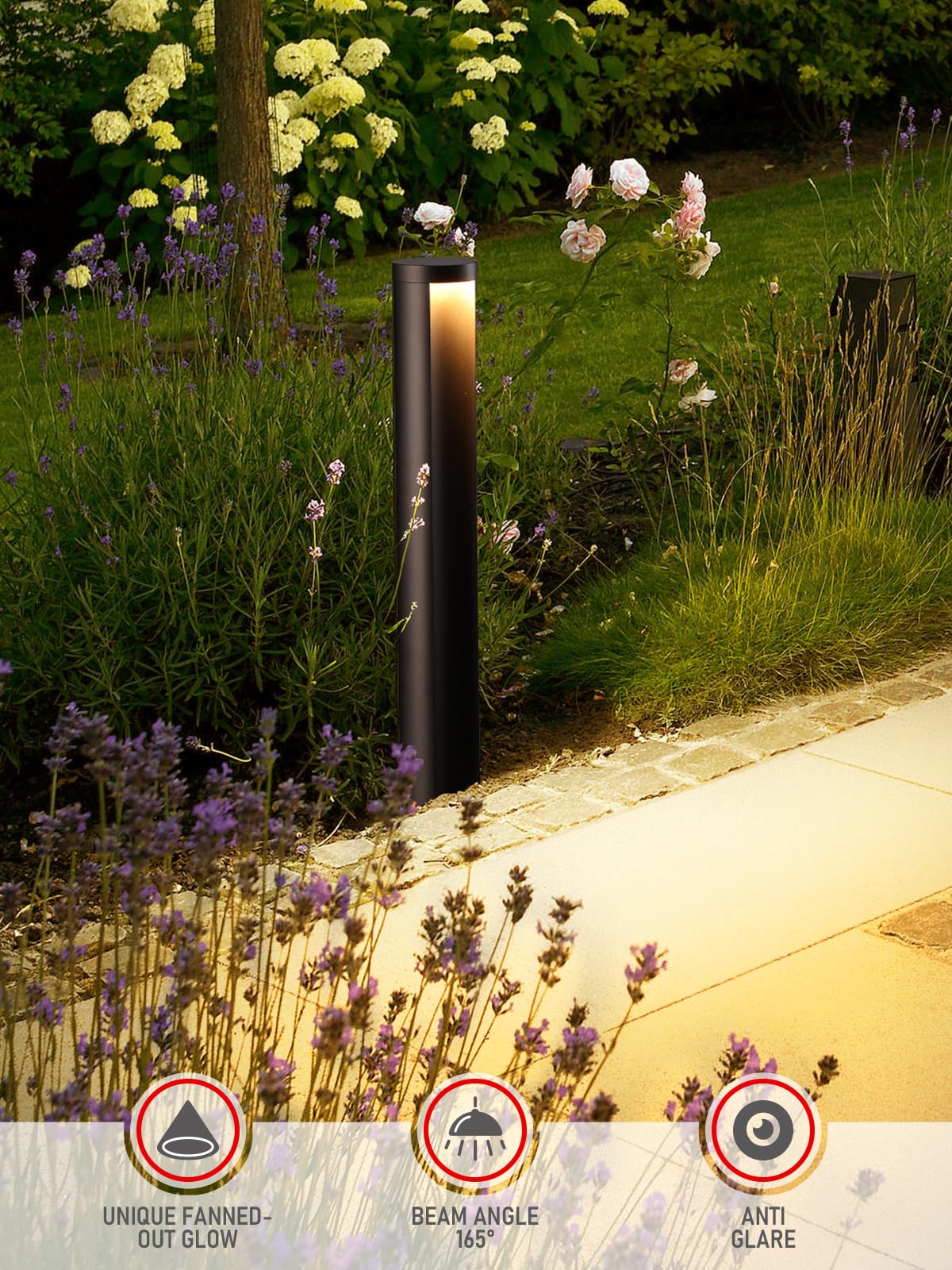 LEONLITE 5CCT Low Voltage Landscape Lights, 5W Anti-Glare LED Pathway Lights, Die-Casted Aluminum Housing, IP65 Waterproof for Outdoor Path Sidewalk Walkway, 1800K-5000K, ETL, Pack of 6