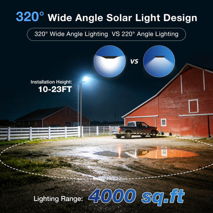 WYWNA 15000W Solar Street Light - 7000K Solar Lights Outdoor Dusk to Dawn, Solar Flood Lights Outdoor with Motion Sensor, Wide Angle IP66 Waterproof with Remote Control