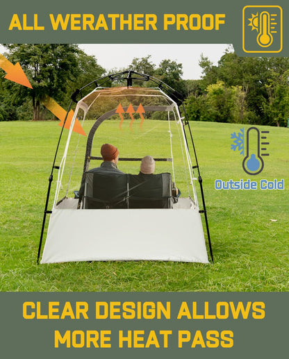 LANGWILL Pod All Weather Sports Tent, Outdoor Pop Up Bubble Clear 540° View Winter Tent for 1-2 Person, Instant Cold Weather Shelter with Rainfly for Soccer, Football, Softball & Other Sports Events