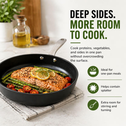 Alva Maestro 8 Inch Ceramic Nonstick Frying Pan, Non Stick Pan, PFAS Free Egg Pan, Small Frying Pan, Stainless Steel Handle, Induction Safe Nonstick Pan, PTFE & PFOA Free Cooking Pan