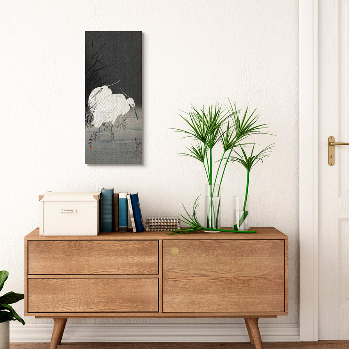 'Traditional Crane by Lake Japanese Inspired'| Canvas Art