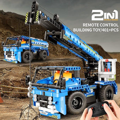STEM RC Truck Building Toys 2-in-1 Technic Vehicle Building Kits for Boys Age 8-12 Construction Erector Set Crane Truck Build Model for Boys Girls Age 6 7 8 9 10 11 12 13 14+