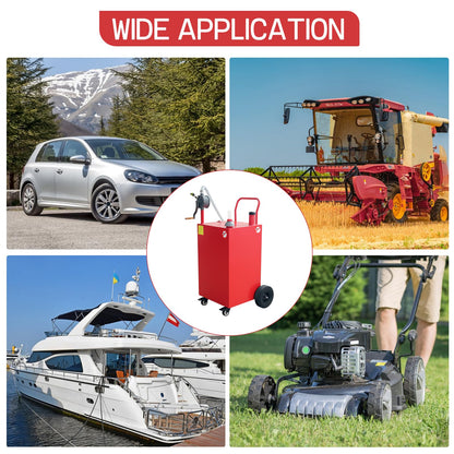 45 Gallon Fuel Caddy, Portable Gas Caddy with Manual Pump, Heavy Duty Gas with 4 Wheels, Diesel Fuel Can for Cars, Lawn Mowers, Trucks, ATVs, Boats ﻿
