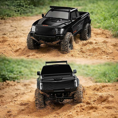 RC Cars RC Crawler 1/10 Scale RTR Remote Control Car 4WD 2.4GHz Brushed Offroad Racing Hobby Grade Model Vehicle with LED Lights 2Pcs Battery Toy for Kids and Adults