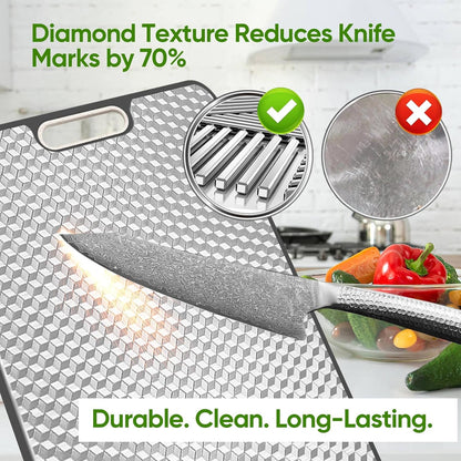 Titanium Cutting Board - Double-Sided Medical-Grade Design | Large Chopping Board with Juice Groove for Meat, Vegetables & Fruits