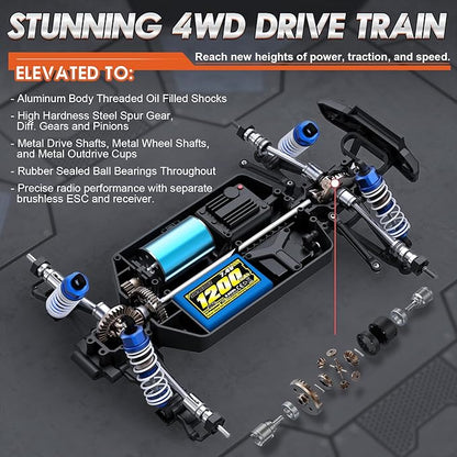 HAIBOXING 16890SA 1/16 Scale 4WD Brushless RC Truck Max 40 MPH Fast RC Cars All Terrains RC Car with Independent ESC 4X4 Off-Road Semi-Truck for Boys and Adults 3S Battery Applicable (not Included)