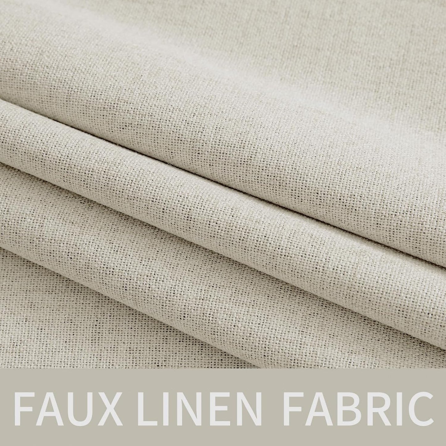 MIULEE Linen Texture Curtains - 100% Blackout Thermal Insulated Drapes | Light Cream | 52x63 Inch (2 Panels)
