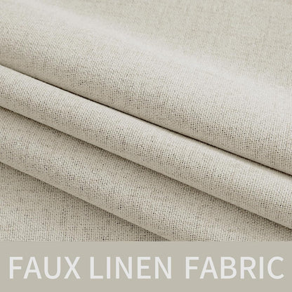 MIULEE Linen Texture Curtains - 100% Blackout Thermal Insulated Drapes | Light Cream | 52x63 Inch (2 Panels)