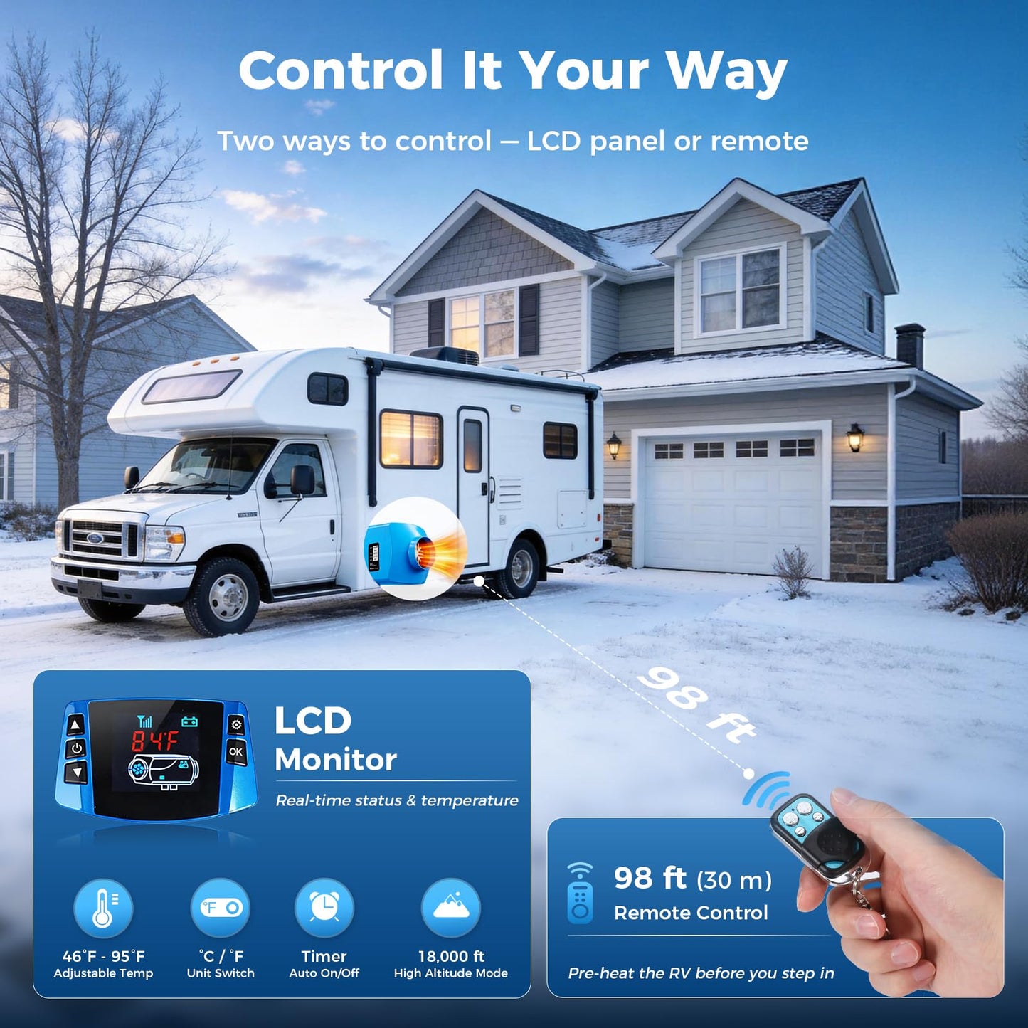 VOYOCHT Diesel Heater 5KW, Aluminum Housing, Diesel Heater 12V, Fast Heating, Diesel Parking Heater High Altitude with 15L Fuel Tank for Trucks, Trailers, Boats, RVs and Motor-homes