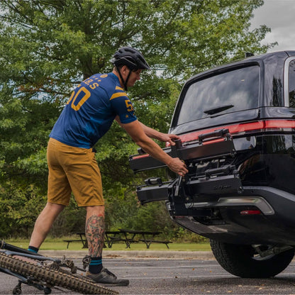 KUAT 2" Piston Pro X LED Dual Ratchet Hitch Rack - Secure Rugged Kashima-Coated Portable Foldable Easy-to-Use No Frame Contact 2-Bike Hauling Platform with 53" Max Wheelbase & 5" Max Tire Width