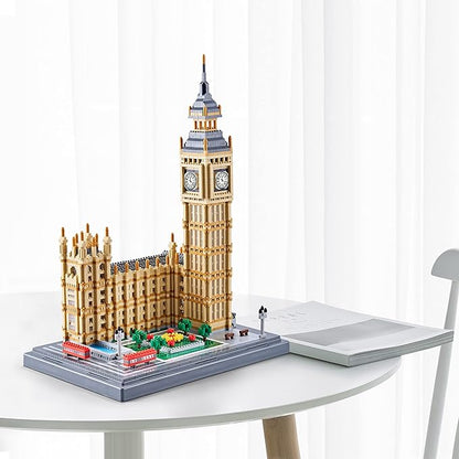 World Famous Architecture Micro Building Blocks Set 6473 PCS - DIY London Big Ben Collectible Model for Adults Teens or Lovers Ages of 14+ in Living Room or Office Decorative Items