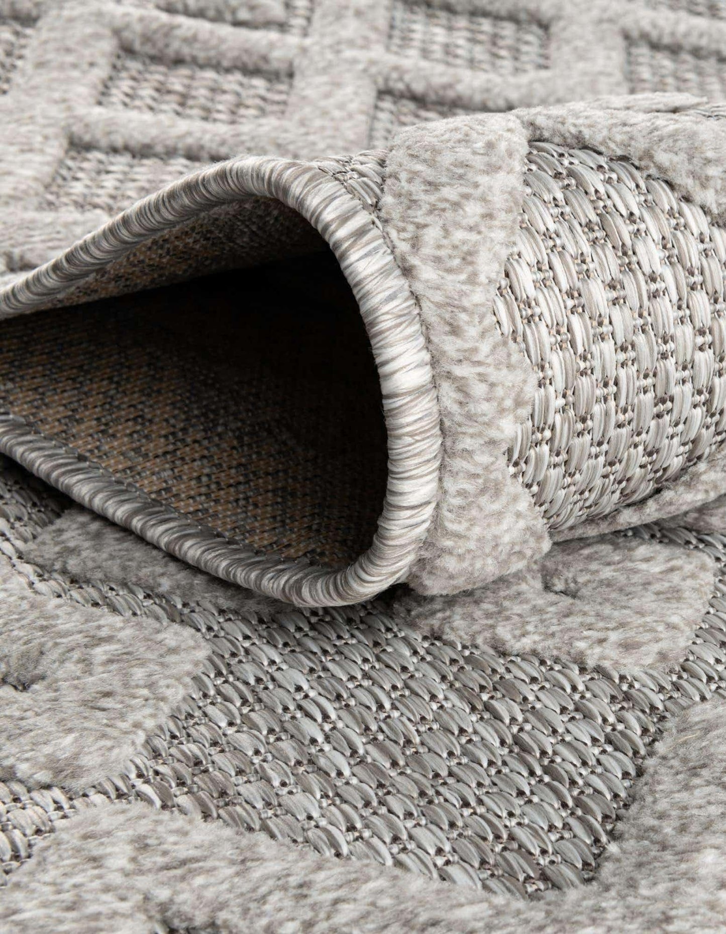 Unique Loom Outdoor Trellis Textured Collection Area Rug - Osage (6' 1" x 9' Rectangle, Grey/ Gray)