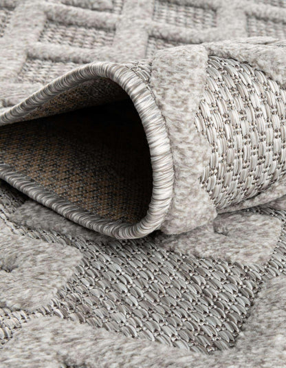 Unique Loom Outdoor Trellis Textured Collection Area Rug - Osage (6' 1" x 9' Rectangle, Grey/ Gray)