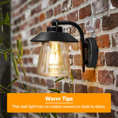 LUTEC Outdoor Indoor Wall Sconce, Matte Black, 2 Pack, Aluminum, Waterproof, Clear Glass, Farmhouse Barn Light Fixture