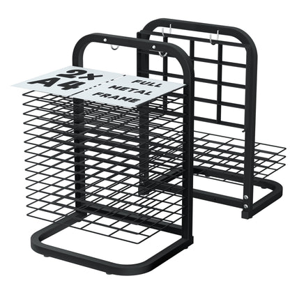 INNOVART 15 Shelves Art Drying Rack for Classroom Club Painting Crafts, Metal Desktop Drying Rack for Art, Black Painting Drying & Artwork Storage Racks for Home, Classroom, Studio, Craft Room
