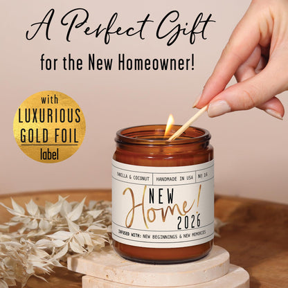 House Warming Gifts New Home, Housewarming Gifts New Home '2026' Soy Candle, w/Vanilla, Coconut & Vetiver I for New House, New House Gift I 9oz Jar, 50Hr Burn, Made in USA