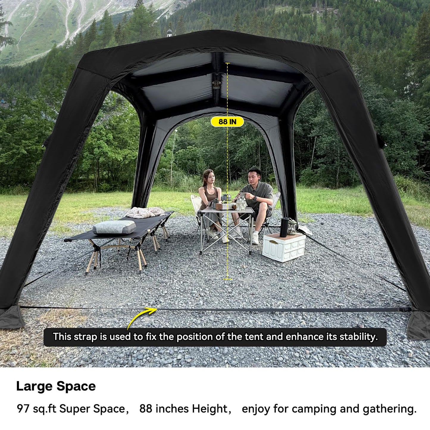 4-6 Person Inflatable Camping Tent Tarp Sun Shelter Blow Up Tent Easy Setup Waterproof Portable Air Canopy House Gazebos for Camping Backpacking Hiking Picnics Fishing