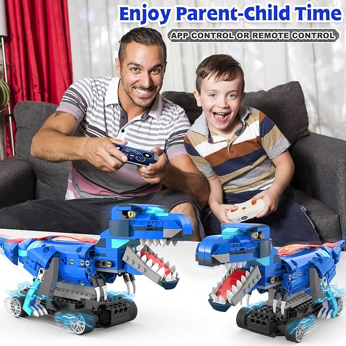 Yerloa Dinosaur Toys for Boys Age 8-12 5-7 6-7 Jurassic Building Kits for Kids 6 7 8 9 10 11 12 + Year Old 343 Pcs Remote Control STEM Projects Building Blocks Sets Educational Birthday Easter Gifts